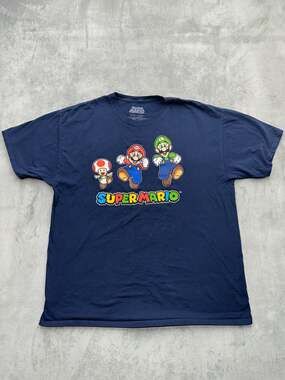Super Mario Toad, Mario, and Luigi Graphic Print Navy T-Shirt